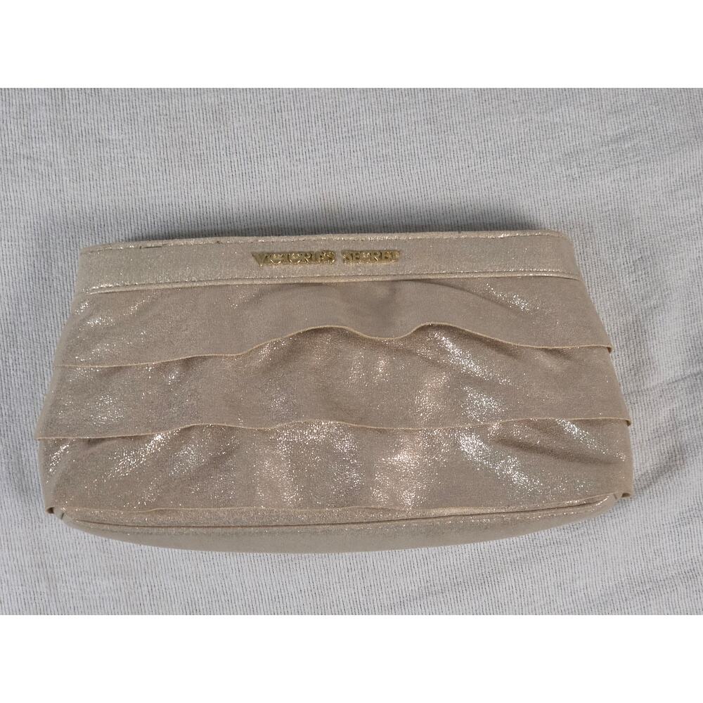 Victoria's Secret Gold Metallic Tiered Ruffle Clutch